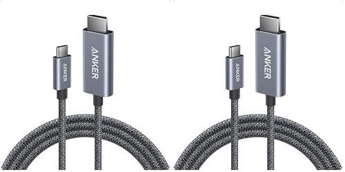 Anker HDMI Cable, 4K@60Hz Ultra-Fast Nylon-Braided USB C to HDMI Cord with Advanced Shielding, Thunderbolt 5/4/3, for MacBook, iPad, iPhone, HD TV, and More (6FT,Black) (Pack of 2) - size: 6FT (Pack of 2)