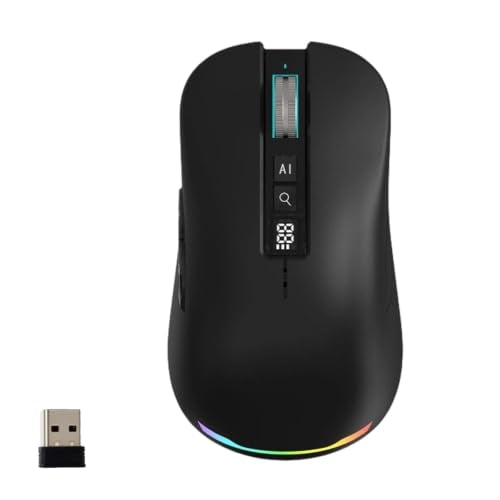AI Smart Voice Wireless Mouse, Ai Smart Mouse Multi Language Voice to Text Recorder, Rechargeable Bluetooth & 2.4G Wireless Mouse, Silent Click Ergonomic Mouse for Windows Mac Laptop PC (B) - color: B