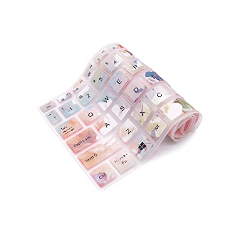 Silicone Keyboard Cover for ASUS VivoBook S14 S433 S435 M433 M413 X413 K413,VivoBook Flip 14,ZenBook 14 UX435 Q407IQ,14" E410 L410 ZenBook 14 UX435EG Q407IQ,Pink Water Color Flowers - color: Pink Water Color Flowers