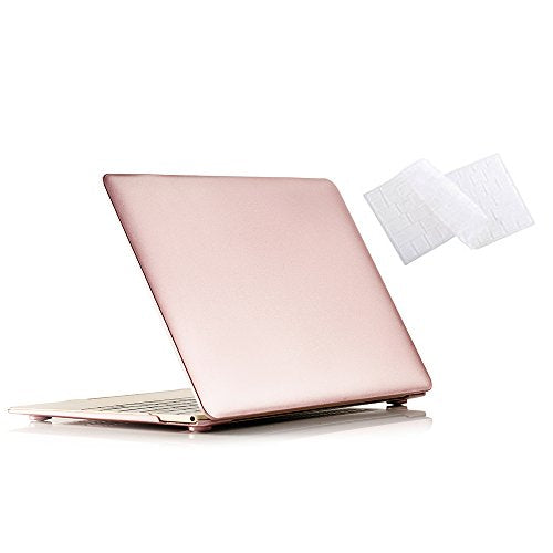 RUBAN Case Compatible with MacBook 12 Inch A1534 - Slim Snap On Hard Shell Protective Cover and Keyboard Cover, Rose Gold - color: Rose Gold