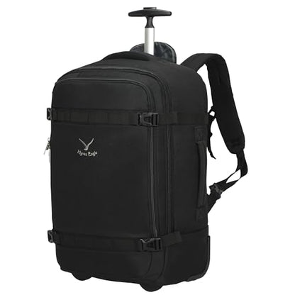 Hynes Eagle Rolling Backpack 42L Backpack with Wheels Airline Approved Carry on Luggage Laptop Travel Suitcase Bag for Women Men Jet Black - color: Jet Black