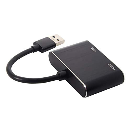 JSER USB 3.0 & 2.0 to HDMI & VGA HDTV Adapter Cable External Graphics Card Compatible for Windows Mac Laptop - style: USB3.0 to HDMI+VGA
