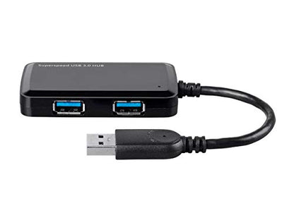 Monoprice Mini 4-Port USB 3.0 Travel Hub - Up to 5.0Gbps, Plug-and-Play, Black - style: 4x1