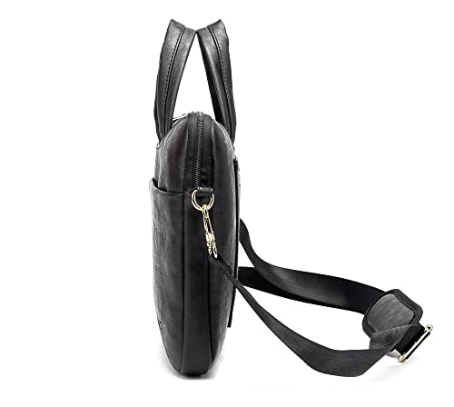 Kinmac 360° Protective Waterproof PU Leather Laptop Shoulder Messenger Sleeve Briefcase case Bag (13 inch-14 inch, Black PU) - color: Black Pu, size: 13 inch-14 inch