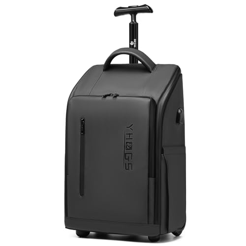 Rolling Backpack Waterproof Commuter Backpack with Wheels for Business, Laptop Compartment for 15.6-Inch Laptop, Wheeled Carry-On Bag for Adults - color: Grey