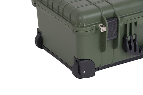 MEIJIA All Weather Rolling Waterproof Protective Case, Hard Camera Case,Dry Case with Retractable Pull Handle and Wheels,Foam Inserted,22 x13.81x9inches (Green) - color: Green