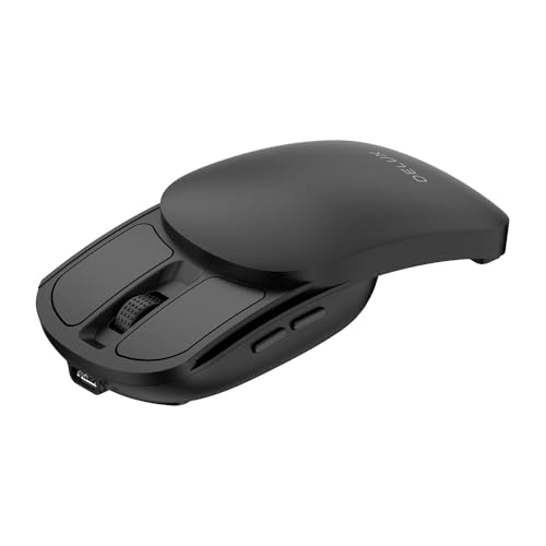 DELUX Wireless Bluetooth Pocket Mouse, 2-in-1 Sliding Mouse (MF20-Black)