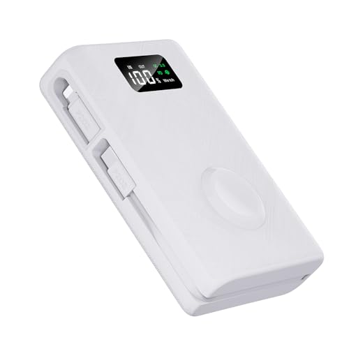 PZOZ 20000mAh Portable Charger with Apple Watch Charger, 45W PD Fast Charging Power Bank, Built-in USB-C Cable and Lightning Adapter, LED Display Portable Battery Pack for iPhone, iPad and Travel