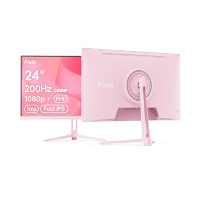 Pixio PX248 Wave Pink 24 inch 200Hz Refresh Rate FHD 1080p Resolution Fast IPS Panel 1ms GTG Response Time Built-in Speakers Gaming Monitor with Adaptive Sync - color: Pink
