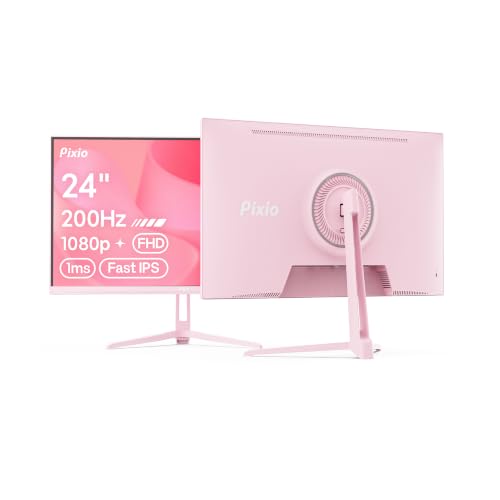 Pixio PX248 Wave Pink 24 inch 200Hz Refresh Rate FHD 1080p Resolution Fast IPS Panel 1ms GTG Response Time Built-in Speakers Gaming Monitor with Adaptive Sync - color: Pink
