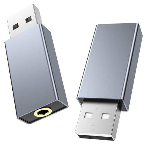 2 Pack USB to 3.5mm Jack Audio Adapter,USB to 3.5mm TRRS Female Headset | External Stereo Sound Card,for PS4/PS5/Headphone/Mac/Linux/Laptop/Desktops/Docking Station