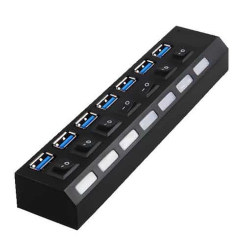 7 Ports USB 3.0 Hub with USB 3.0 2.0 Data Transmission Port Extension for Laptop