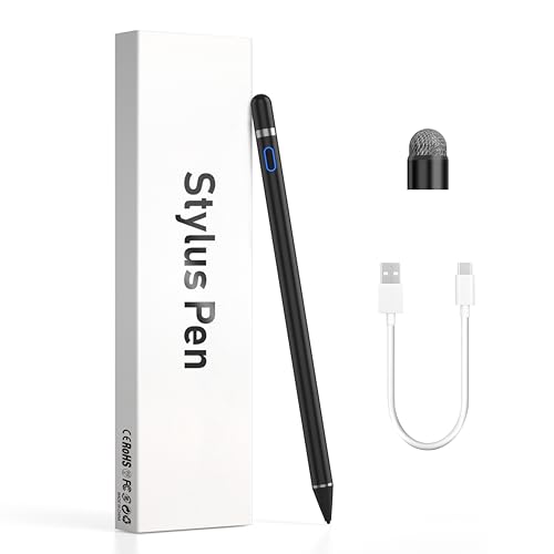 Compatible for iOS&Android Touch Screens Active Stylus Pen,Stylus Pens for Touch Screens,Rechargeable Stylus for i-Pad/Pro/Air/Mini/i-Phone/Cellphone/Samsung/Tablet Drawing&Writing (Black) - color: Black