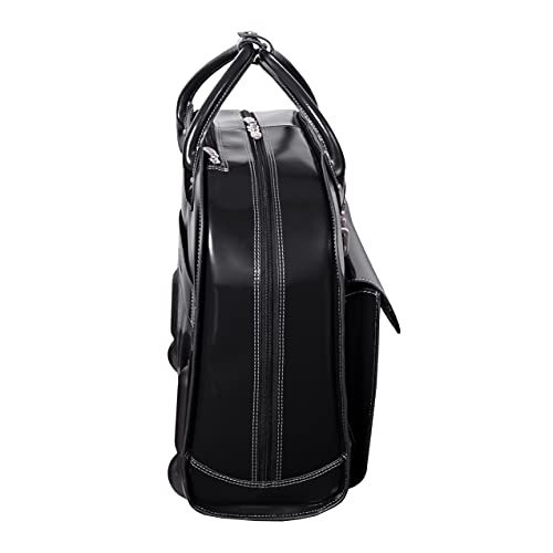 McKlein EDGEBROOK, Top Grain Cowhide Leather, 15" Leather Vertical Wheeled Ladies' Laptop/ Computer & Tablet Business Briefcase Bag/ Women's Rolling Overnight Travel Bag, Removable trolley case