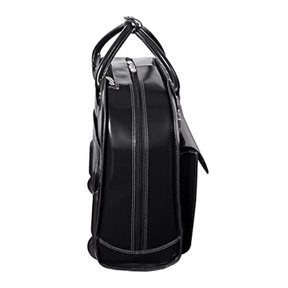 McKlein EDGEBROOK, Top Grain Cowhide Leather, 15" Leather Vertical Wheeled Ladies' Laptop/ Computer & Tablet Business Briefcase Bag/ Women's Rolling Overnight Travel Bag, Removable trolley case