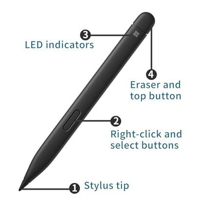 Surface Slim Pen 2 Matte - Bluetooth 5.0 Connectivity - 4,096 Points of Pressure Sensitivity - with Slim Pen 3 Tips and Pencil Holder
