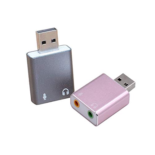 USB to Audio External Stereo Sound Adapter with 3.5mm Headphone and Microphone Jack(2 Pack) for USB Audio Device, Windows, Mac, Linux, PC, Laptops, Desktops, PS4. (Rose-Gold & Space-Grey)