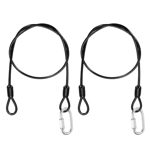 PATIKIL Security Cable Lock (1/8" Dia 1.6ft, Black)(2 Set) Vinyl Coated 304 Stainless Steel Double Loop Flexible Wire Rope Safety Cable with Quick Links Locking Connectors - color: Black, size: 1.6ft x 1/8"