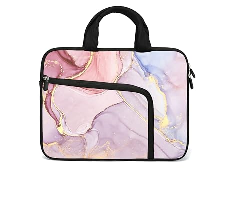 14 15 15.4 15.6 inch Laptop Handle Bag Computer Protect Case Pouch Holder Notebook Sleeve Neoprene Cover Soft Carrying Case with Extra Pockets For Dell Lenovo HP Chromebook (Colorful Marble) - color: Colorful Marble, size: For 14" 15-15.6 Inch