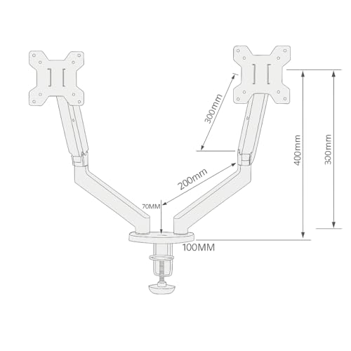 Aeons Dual Monitor Stand up to 32 inches Screen, Load-Bearing Max 22 lbs Each Gas Spring Pneumatic Arm, Adjustable Dual Monitor Mount, Max VESA 100x100mm, White - style: Dual Gas Arm, White