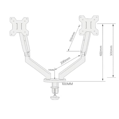 Aeons Dual Monitor Stand up to 32 inches Screen, Load-Bearing Max 22 lbs Each Gas Spring Pneumatic Arm, Adjustable Dual Monitor Mount, Max VESA 100x100mm, White - style: Dual Gas Arm, White