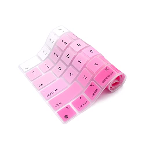 Se7enline Compatible with MacBook Keyboard Cover Skin for Mac Neo & Air 13/15 & Pro 14/16 inch (M5 M4 M3 M2 M1 A18 Pro) 2026/2025/2024/2023/2022/2021 Silicone Waterproof Dustproof Durable,Ombre Pink - color: Ombre Pink