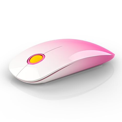 RAPIQUE Bluetooth Wireless Mouse, BT5.1/2.4G Slim Dual Mode, Gradient Pink | Computer Mice with Quiet Click, Low Power,1600 DPI, USB Receiver, Portable Cordless Mouse for MacBook, Laptop, iPad Pro/Air - color: Gradient Pink