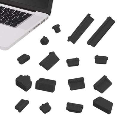 USB C Plug Cover,Computer Port Anti Dust Plugs - 16 PCS Anti Dust Plugs Computer Port, Silicone Dust-Proof Stoppers/for PC Case Box Laptop, Covers Stoppers - color: Black