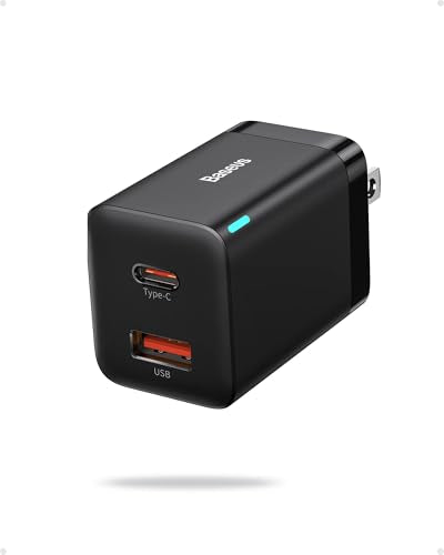 Baseus 30W Dual Port USB C PD Charger Block, Foldable PPS GaN Fast Charger Power Adapter for iPhone 17/16 Pro Max, Galaxy S25 Ultra/S24, Google Pixel, iPad Pro, Black - color: 30W