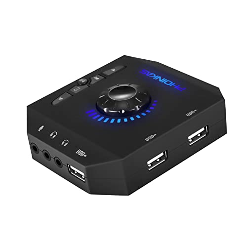 7.1 Channel USB Sound Card Adapter External Sound Card USB Audio Adapter with 3.5mm Interface & USB Interface for PC Laptop Gaming Device