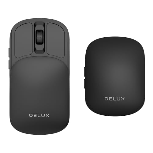 DELUX Wireless Bluetooth Pocket Mouse, 2-in-1 Sliding Mouse (MF20-Black)