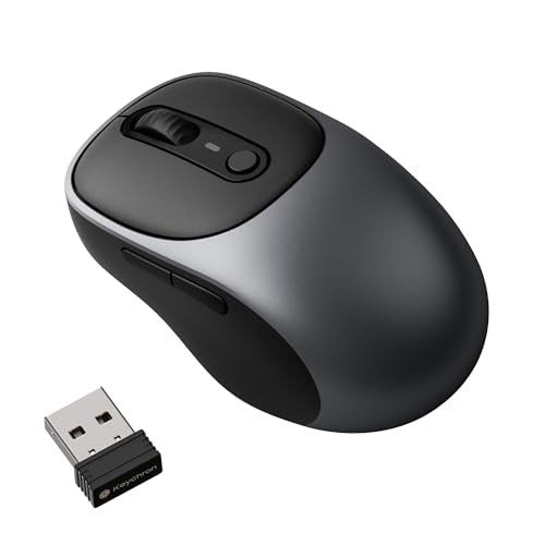 Keychron BM24 Portable Wireless Mouse, 2400 DPI Quiet Clicks, 2.4 GHz/Bluetooth 5.2/Wired with Programmable Buttons, Long Battery Life for Laptop PC/Mac/Windows - Metal Gray - color: Metal Gray