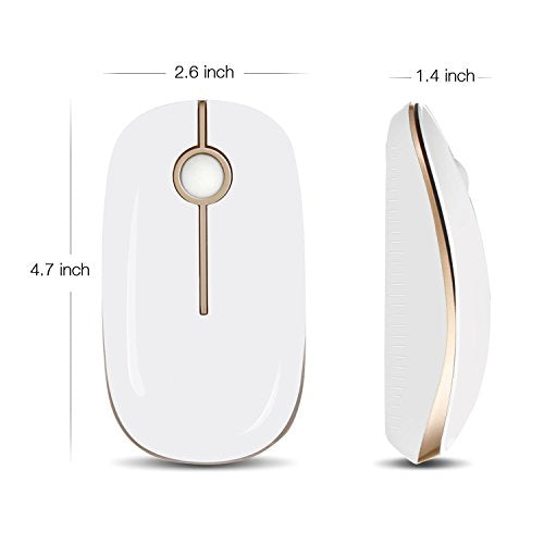 VssoPlor Wireless Mouse, 2.4G Slim Portable Computer Laptop Mouse with Nano Receiver Quiet Silent Optical Mice for Notebook, PC, Laptop, Computer-White and Gold - color: White and Gold