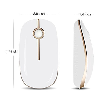 VssoPlor Wireless Mouse, 2.4G Slim Computer Laptop Mouse, White and Gold | Portable Mouse, Plug & Play USB Nano Receiver, Quiet Silent Optical Mice for Notebook, PC, Laptop, Computer, Windows, Mac - color: White and Gold