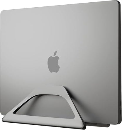 Aluminum Vertical Laptop Stand with Gravity Auto-Lock – Adjustable Laptop Holder Vertical fits MacBook Pro/Air, Chromebook & Gaming Laptops up to 17.3" – Space-Saving Desktop Dock - Grey - color: Grey