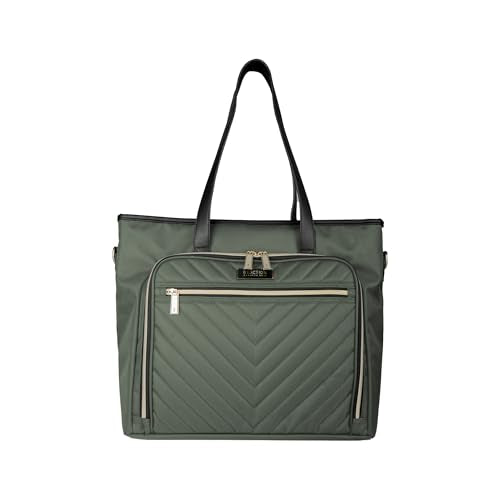 Kenneth Cole REACTION Chelsea Quilted Chevron 15" Laptop & Tablet Business Tote with Removable Shoulder Strap - color: Olive
