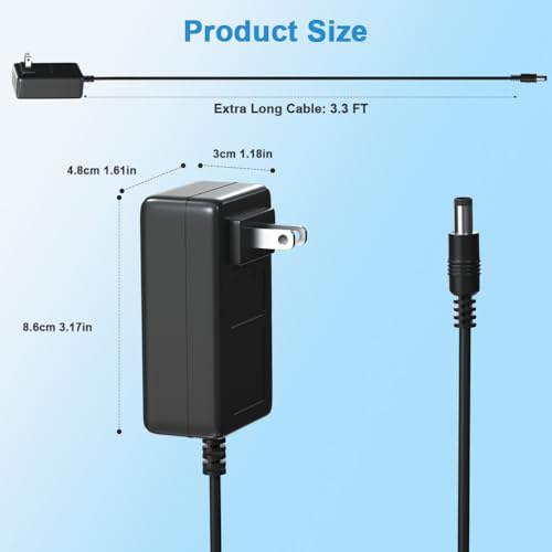 15V 3A Power Supply Charger AC/DC Adapter, 45W Switching Power Adapter with 5.5mm x 2.5mm/2.1mm DC Plug for Bluetooth Speaker, Security Camera, Projector