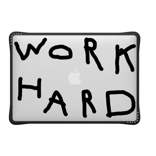 CASETiFY Impact MacBook Air 13" (M1/Intel) Case [Cushioned Impact Corners/Scratch-Resistant/Anti-Slip Grip] - Work Hard Black - Clear Black - color: WORK HARD BLACK, size: MacBook Air 13" (M1 / Intel)