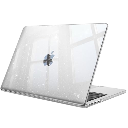 Fintie Case for MacBook Air 13 inch A3449/A3240/A3113/A2681 2022-2026 | M2/M3/M4/M5, Snap On Hard Shell, Full Port Access, Easy On/Off, Lightweight, Glittering Clear - color: Glittering Orange