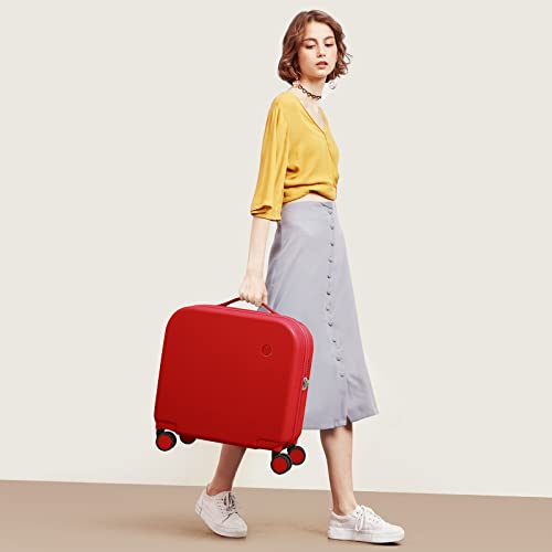 mixi Carry on Luggage, Suitcase with Spinner Wheels 16in Luggage Hardshell Lightweight Rolling Suitcases PC with Cover & TSA Lock, Red - color: Red, size: 16in Carry on