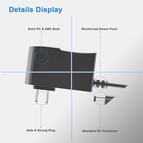 Universal 5V 1A Power Supply Adapter, 5W All-in-one Charger with 8 DC Tips 1000mA, 800mA, 600mA, 400mA, 200mA Available in Clock, Exercise Bike, Router, Security Camera, LED Strip Light, and More