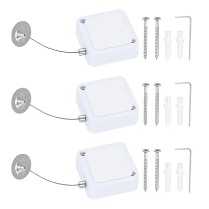 PATIKIL Retractable Remote Control Cable Tether (4.9ft /1.5M, White)(3 Set) Remote Control Security Lanyard Lock Adjustable Locking Leash with Round Iron Cap and Screws, Suit for - Tablets - color: White, size: 4.9 ft