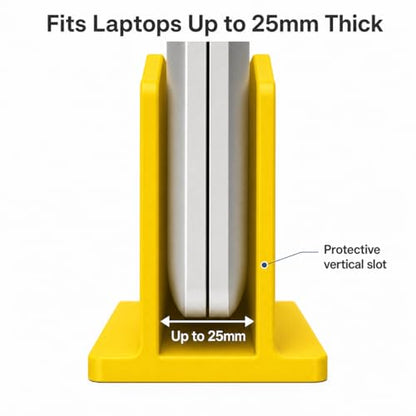 Vertical Laptop Stand for Desk, Folder-Style Notebook Holder, 15mm Slot, 76 x 42 x 63 mm, Yellow - color: Yellow, size: 15mm Slot