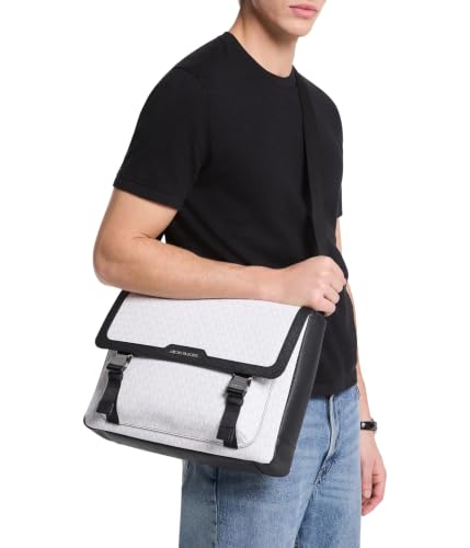 Michael Kors Malone Cargo Messenger Bag - color: Light Gunmetal/Bright White