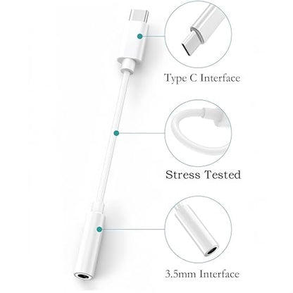 5 Pack Usbc to 3.5mm Jack Audio Adapter,The Headphone Adapter to USB C Compatible with iPhone 17/16/15 Series,Samsung Galaxy S25,S24,S23 Ultra,Note 20,iPad Pro,MacBook,Pixel XL and More - size: 5 Pack usb c to 3.5mm audio adapter