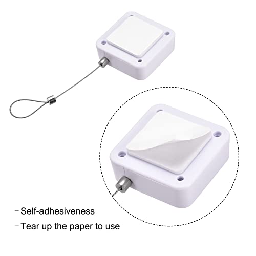MECCANIXITY Retractable Cable Lock with Self-Adhesive, Remote Control Security Lock Anti-Lost Rope Hardware Cable Lock 200g Tensile Force White - color: White