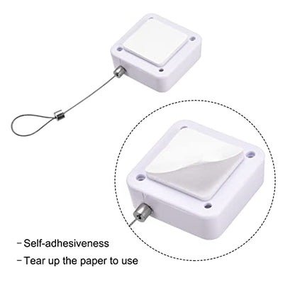 MECCANIXITY Retractable Cable Lock with Self-Adhesive, Remote Control Security Lock Anti-Lost Rope Hardware Cable Lock 200g Tensile Force White - color: White