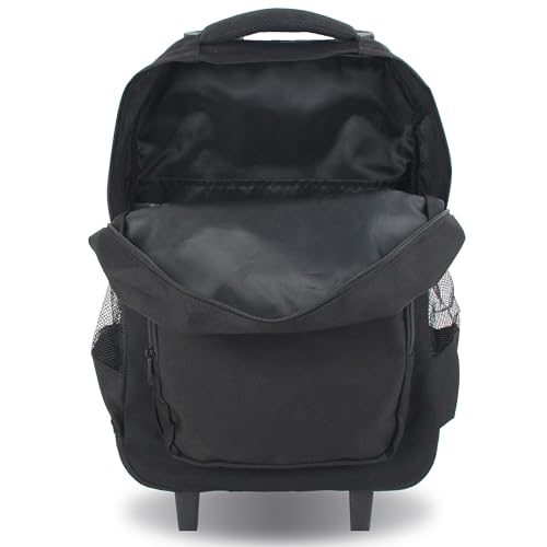 Rolling Backpack for Women. Kids Roller Bag with Wheels. Wheeled Carry-On Luggage, Black - color: Black