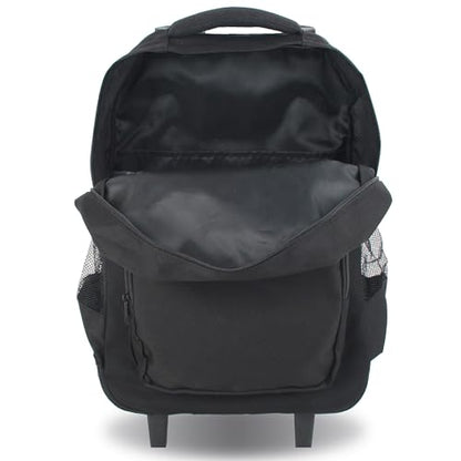 Rolling Backpack for Women. Kids Roller Bag with Wheels. Wheeled Carry-On Luggage, Black - color: Black