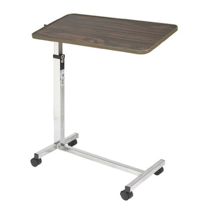 Drive Medical Tilt-Top Overbed Table with Wheels, Walnut | Overbed Table Tilts and Rolls on Wheels for Flexible Positioning During Everyday Use, Walnut Finish and Design